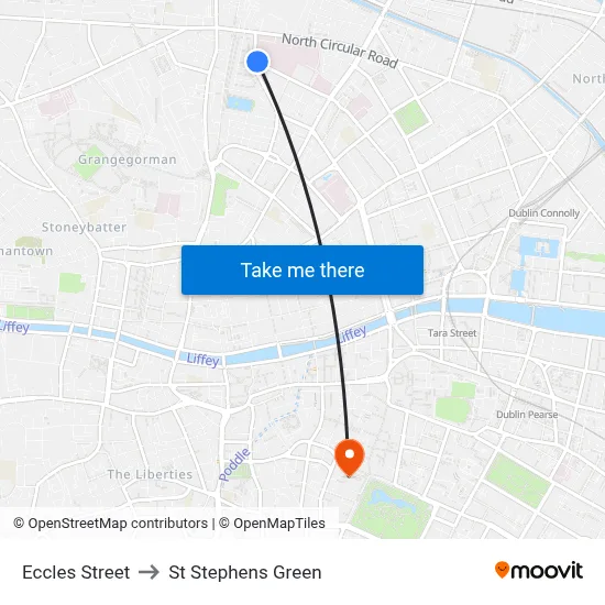 Eccles Street to St Stephens Green map
