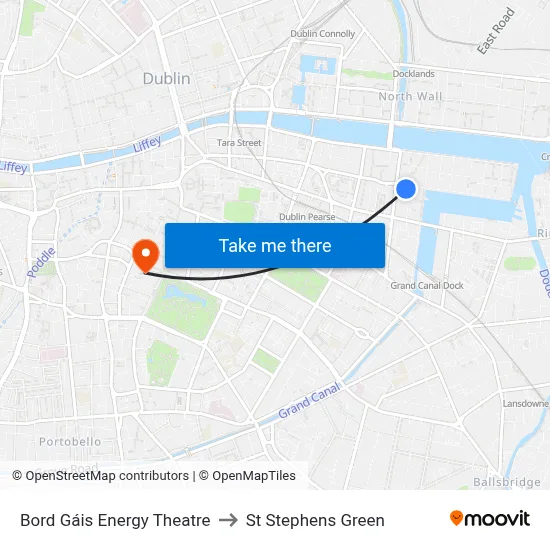 Bord Gáis Energy Theatre to St Stephens Green map