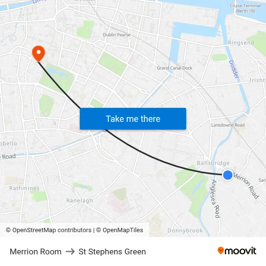 Merrion Room to St Stephens Green map