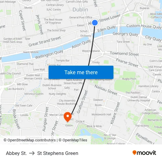 Abbey St. to St Stephens Green map