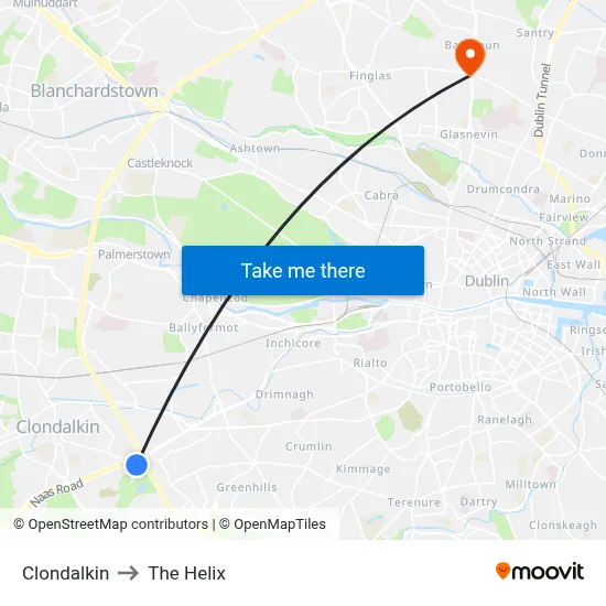 Clondalkin to The Helix map