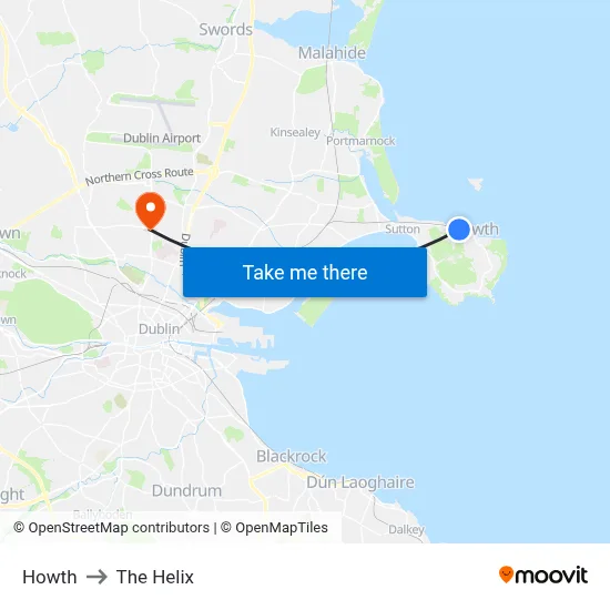Howth to The Helix map