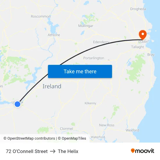 72 O'Connell Street to The Helix map