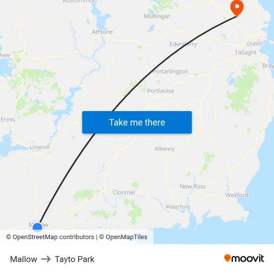 Mallow to Tayto Park map