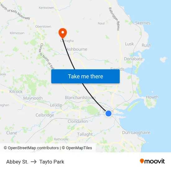 Abbey St. to Tayto Park map