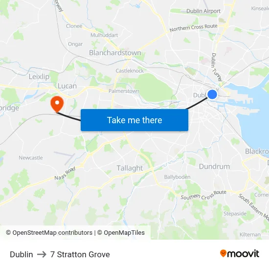 Dublin to 7 Stratton Grove map