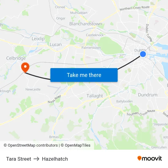 Tara Street to Hazelhatch map
