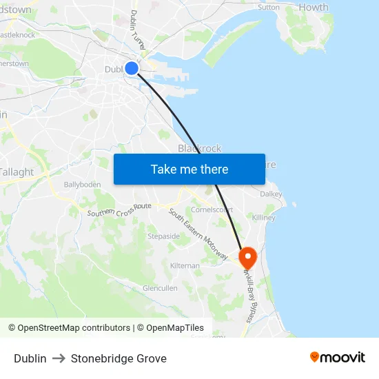 Dublin to Stonebridge Grove map