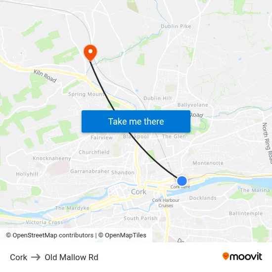 Cork to Old Mallow Rd map