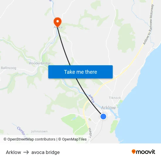 Arklow to avoca bridge map