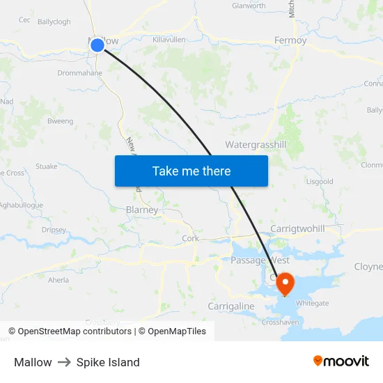 Mallow to Spike Island map