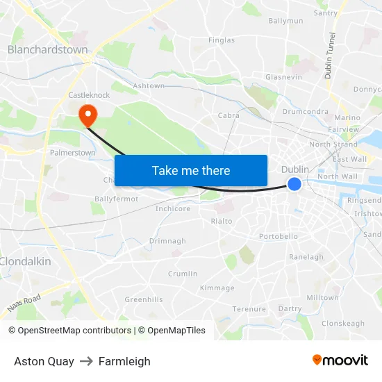 Aston Quay to Farmleigh map