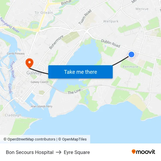 Bon Secours Hospital to Eyre Square map