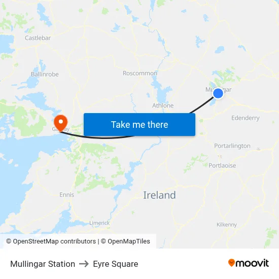 Mullingar Station to Eyre Square map