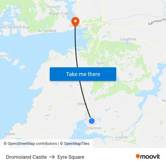 Dromoland Castle to Eyre Square map