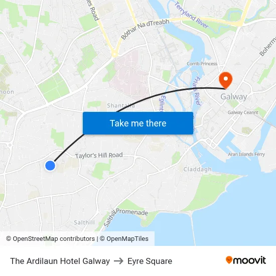 The Ardilaun Hotel Galway to Eyre Square map