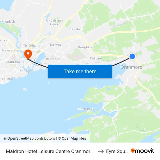 Maldron Hotel Leisure Centre Oranmore Galway to Eyre Square map
