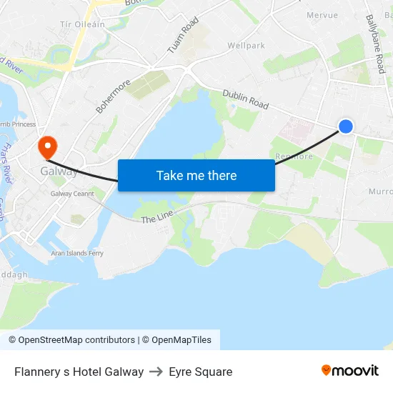 Flannery s Hotel Galway to Eyre Square map