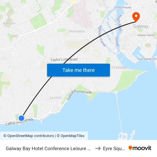 Galway Bay Hotel Conference Leisure Centre to Eyre Square map