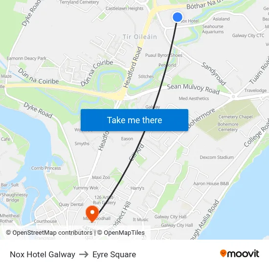 Nox Hotel Galway to Eyre Square map