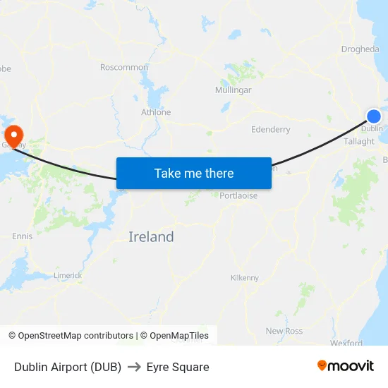 Dublin Airport (DUB) to Eyre Square map
