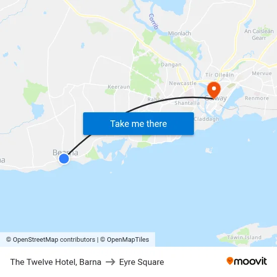 The Twelve Hotel, Barna to Eyre Square map