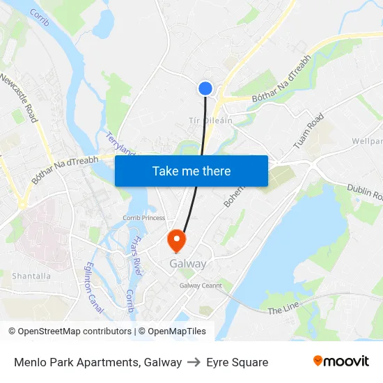 Menlo Park Apartments, Galway to Eyre Square map