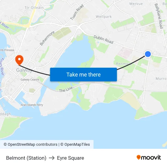 Belmont (Station) to Eyre Square map