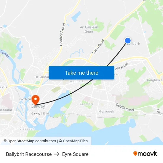 Ballybrit Racecourse to Eyre Square map