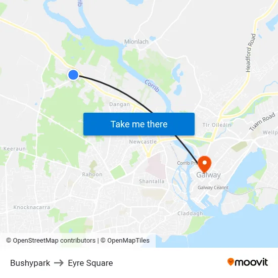 Bushypark to Eyre Square map