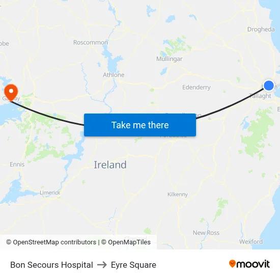 Bon Secours Hospital to Eyre Square map