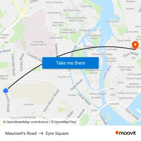 Maunsell's Road to Eyre Square map