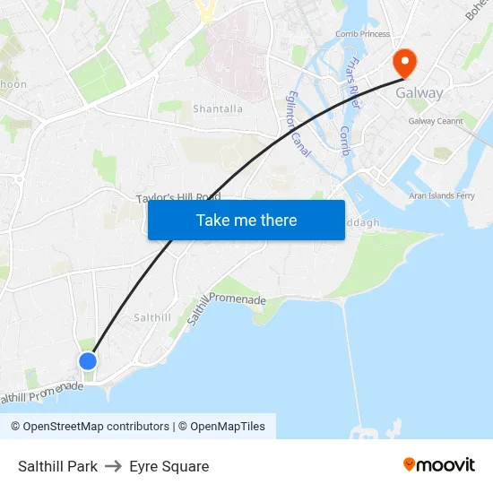 Salthill Park to Eyre Square map