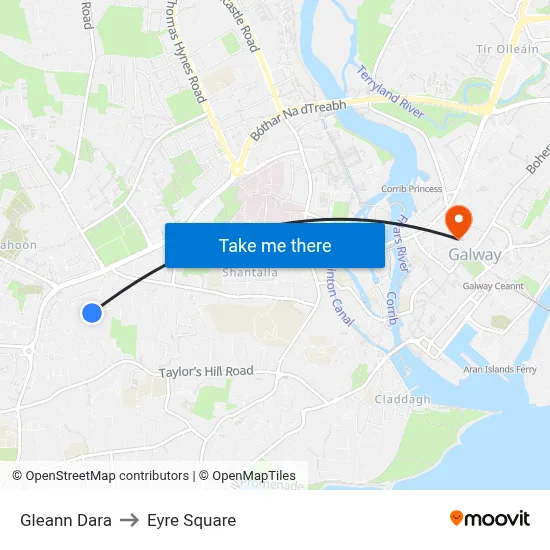 Gleann Dara to Eyre Square map