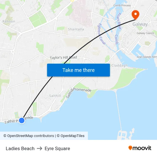 Ladies Beach to Eyre Square map