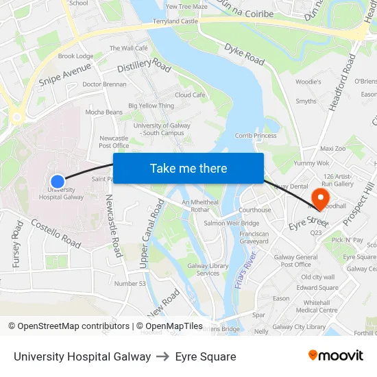 University College Hospital to Eyre Square map
