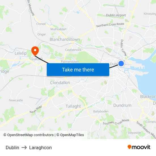 Dublin to Laraghcon map