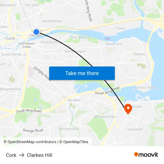 Cork to Clarkes Hill map