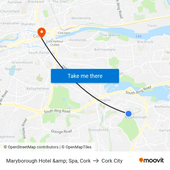 Maryborough Hotel &amp; Spa, Cork to Cork City map
