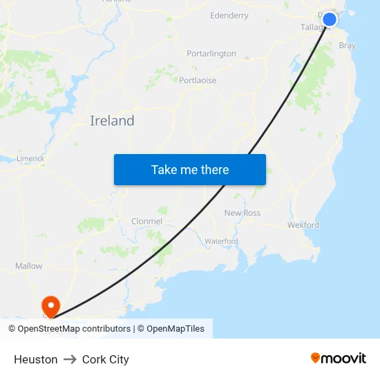Heuston to Cork City map