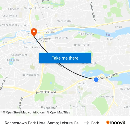 Rochestown Park Hotel &amp; Leisure Centre, Cork to Cork City map