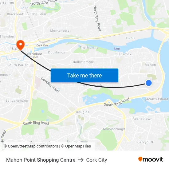Mahon Point Shopping Centre to Cork City map