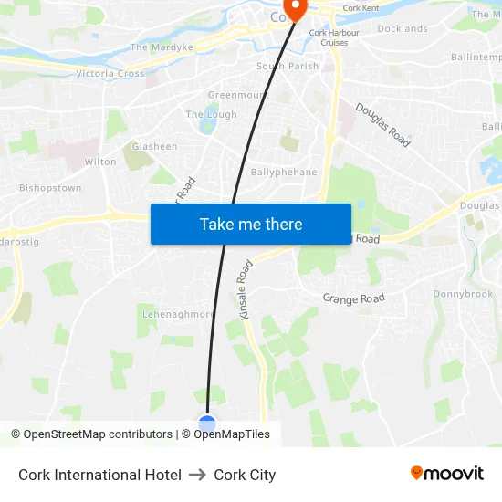 Cork International Hotel to Cork City map