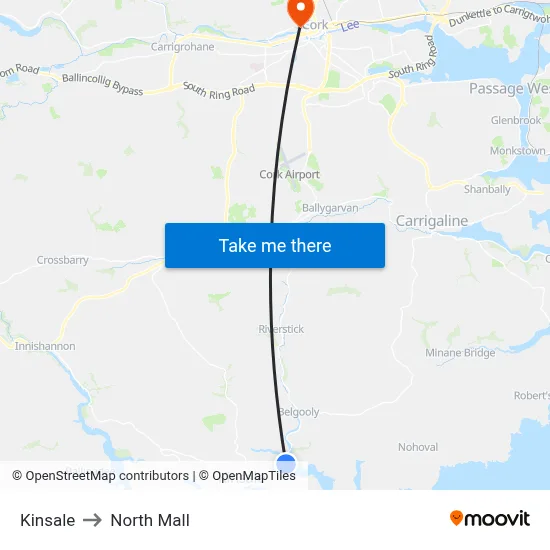 Kinsale to North Mall map
