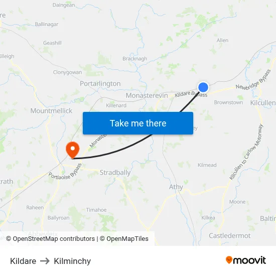 Kildare to Kilminchy map