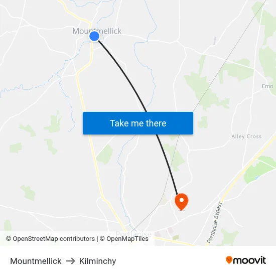 Mountmellick to Kilminchy map