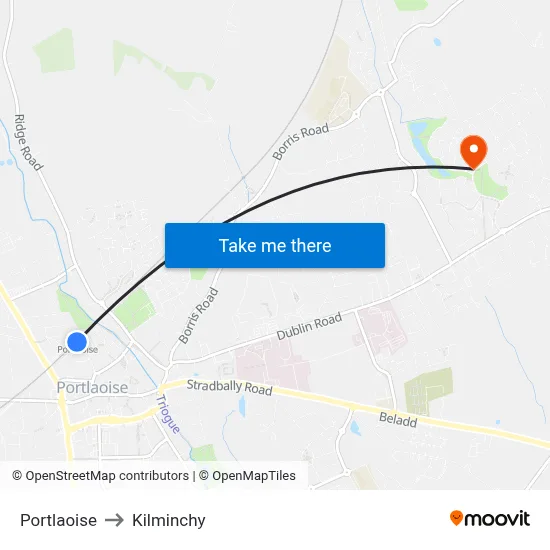 Portlaoise to Kilminchy map