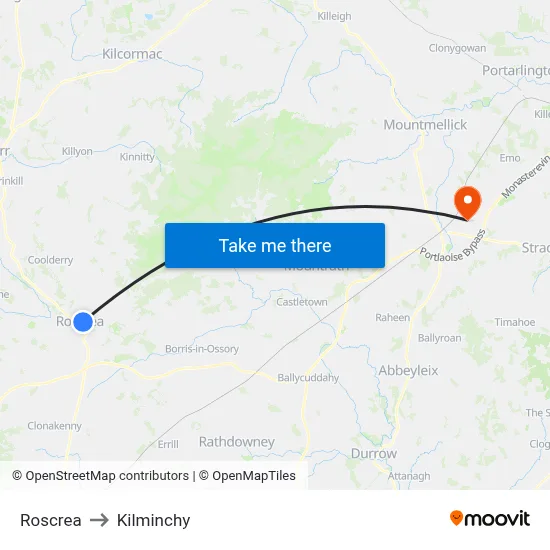 Roscrea to Kilminchy map
