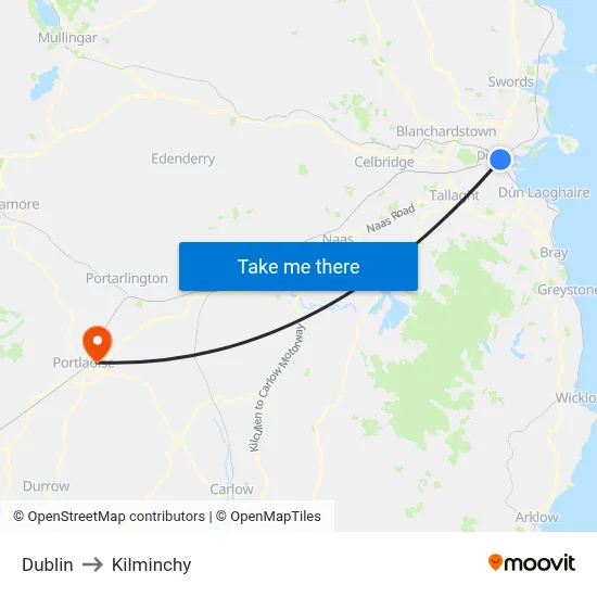 Dublin to Kilminchy map