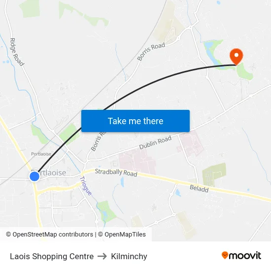 Laois Shopping Centre to Kilminchy map